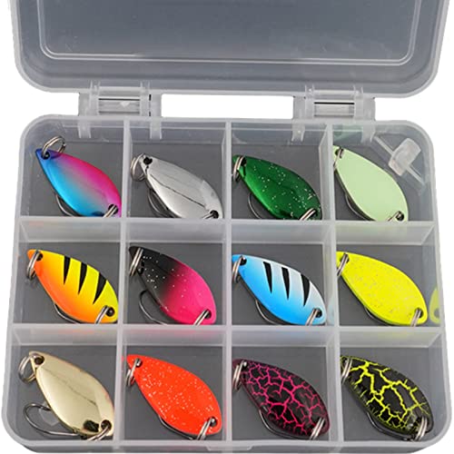 12 Stück Forellen Angeln Spoons, 5g Forellen Spoon Set,Forellenköder set Zum Forellen,Kunstköder Spinner Blinker Set,forellenköder,Metallköder Angeln,Für Salzwasser Süßwasserforellen Bass Lachs angeln 12 Stück Forellen Angeln Spoons, 5g Forellen Spoon Set,Forellenköder set Zum Forellen,Kunstköder Spinner Blinker Set,forellenköder,Metallköder Angeln,Für Salzwasser Süßwasserforellen Bass Lachs angeln von SKDFHOD