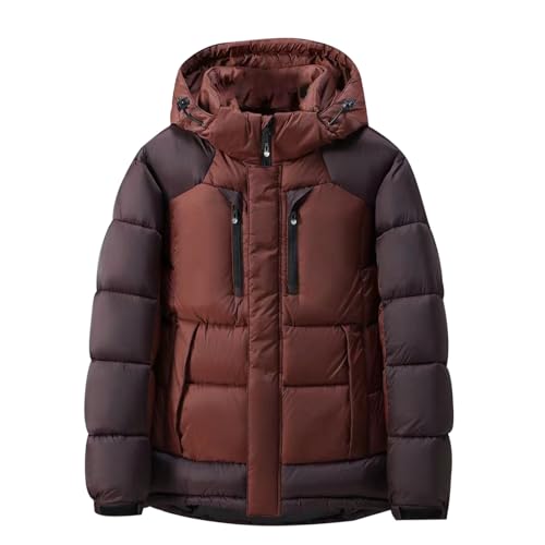 Angebot des Tages, Herren Winterjacke Übergangsjacke Wintermantel Leicht Winterparka Sweatjacke Fahrrad Wasserdicht Steppjacke Braun, XL von SKFLABOOF