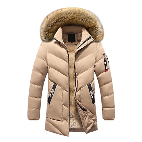 Angebot des Tages, Leichte Daunenjacke Herren Winterjacke Wanderjacke Jacke Wasserdicht Sport Jacken Übergangsjacken Softshell Outdoorjacke Steppjacke Khaki, XXL von SKFLABOOF