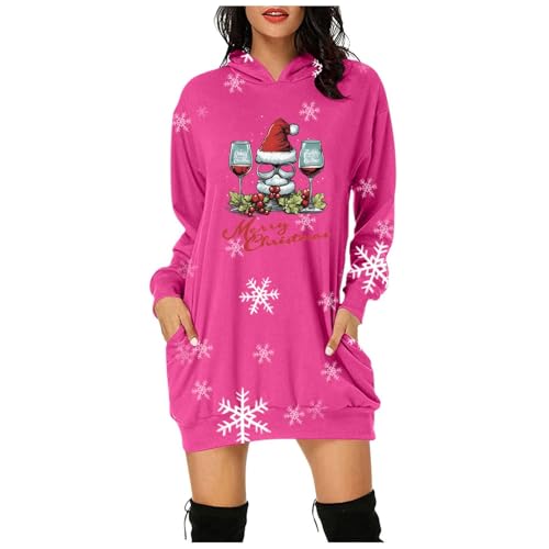 Angebote Tages blitzangebote, Kleid Damen Weihnachten Weihnachtskleider Kostüm Kleidung Weihnachtsshirt Langarm Schöne Kleider Christmas Pullover Rosa, S von SKFLABOOF