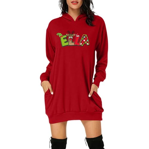 Angebote Tages blitzangebote, Kleid Weihnachten Weihnachtskleidung Damen Kleidung Pullover Ugly Sweater Christmas Weihnachtsbluse Kleider Winter Rot, M von SKFLABOOF