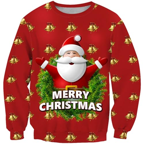 Angebote des Tages Heute，Weihnachtspullover Herren Ugly Christmas Sweater Lustig Weihnachtspulli Hässliche 3D Hoodie Sweatshirts Christmas Jumper Ausgefallene Pullover Übergröße Weihnachtsoutfit von SKFLABOOF