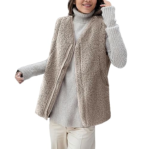 Angebote des Tages Heute Damen, Fleeceweste Damen Damenweste Ärmellose Fall Fashion Vest Women Teddywesten Fleece Weste Outdoor Westen Khaki, L Angebote des Tages Heute Damen, Fleeceweste Damen Damenweste Ärmellose Fall Fashion Vest Women Teddywesten Fleece Weste Outdoor Westen Khaki, L von SKFLABOOF