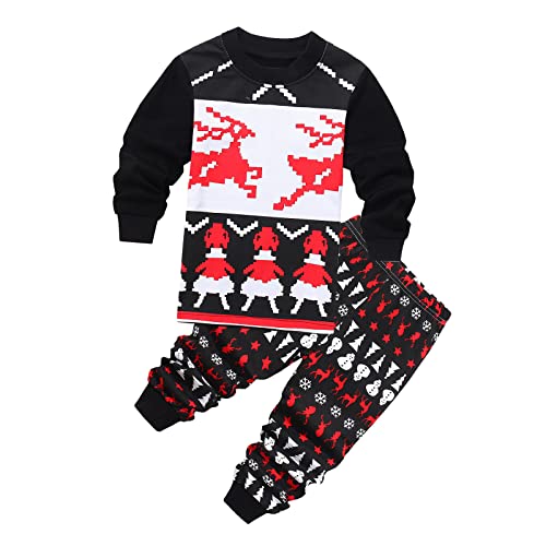 Angebote des Tages Heute Damen, Schlafanzug Weihnachten Kinder Schlafanzüge Für Jungen Weihnachtsoutfit Baby Junge Pijamas Pyjama Mädchen Weihnachts Hosen Schwarz, 100 von SKFLABOOF