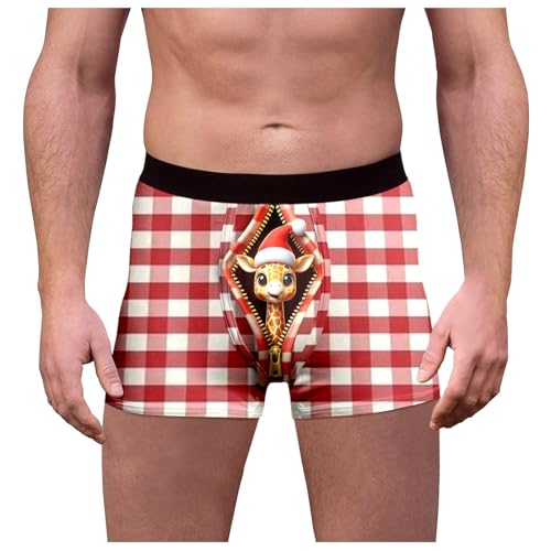 Angebote des Tages Heute Deal, Boxershorts Weihnachten Männer Weihnachts Unterhose Bedrucken Unterhosen Herren Lustig Weihnachtsunterhose Sport Rot, XXL von SKFLABOOF