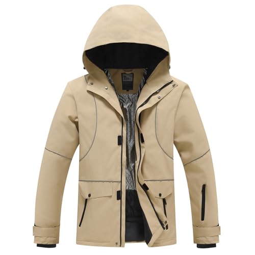 Angebote des Tages Heute Deal, Herren Skijacke Winter Jacke Winterjacke Frauen Schneejacke Damen Snowboardjacke Ski Outdoorjacke Wasserdicht Atmungsaktiv Khaki, M von SKFLABOOF