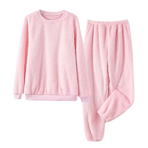 Angebote des Tages Heute Deal, Kuschel Pyjama Damen Stitch Schlafanzug Kuschel-Hose Warme Pullover Winter Warm Flanell Nachthemd Kuschelkleid Flauschig Rosa, L von SKFLABOOF