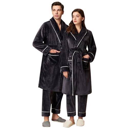 Angebote des Tages Heute Deal, Pyjama Damen Flauschig Lang Warme Hosen Winter Schlafanzug Fleece Warmer Hausanzug Couple Kuschel Mädchen Schwarz, 3XL von SKFLABOOF