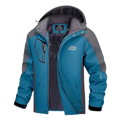 Angebote des Tages Heute Deal, Ski Jacke Damen Wanderjacke Herren Winterjacke Arbeitsjacke Mit Teddyfell Innen Fahrradjacke Winter wasserdichte Mens Jacket Marineblau, 5XL von SKFLABOOF