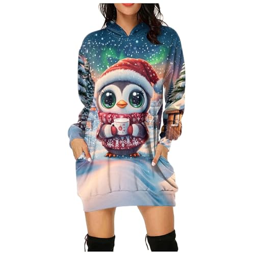 Angebote des Tages Heute Deal, Weihnachtsshirt Damen Langarm Kleid Winter Kleider Weihnachten Weihnachts Pulli Schöne Hoodie Kleidung Lila, L von SKFLABOOF