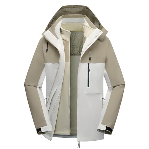 Angebote des Tages Heute blitzangebote, Ski Jacke Damen Winterjacke Für Herren Männer Winter Jacket Men Winterparka Warm Allwetterjacke Arbeitsjacke Beige, XXL von SKFLABOOF