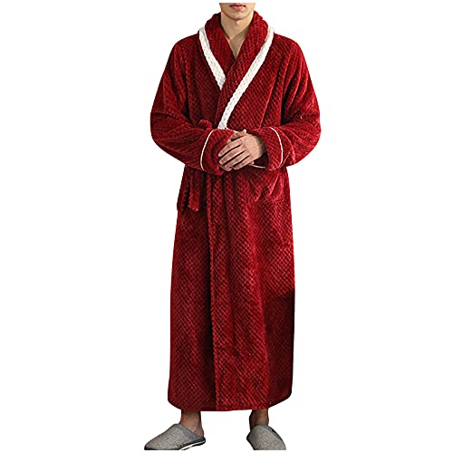 Bademantel Damen Frottee Große Größen Sauna-Bademantel Bathrobe Bademantel Personalisiert Damen Sauna Leicht Reisebademantel Bademantel Morgenmantel Rot 3XL von SKFLABOOF