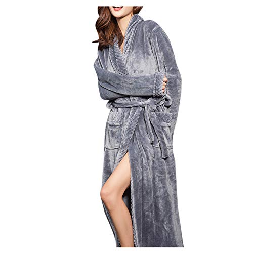 Bademantel Damen Große Größen Lang Sauna Sauna-Bademantel Morgenmantel Bademantel Personalisiert Flauschig Damen Große Größen Bademantel Bathrobe Reisebademantel Grau L von SKFLABOOF