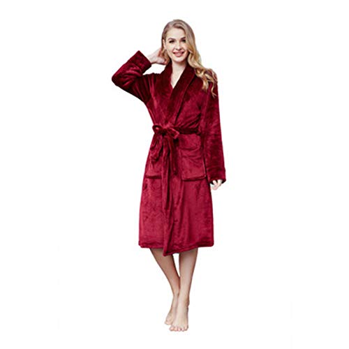 Bademantel Damen Sauna Lang Flauschig Sauna-Bademantel Bathrobe Bathrobe Women Sauna Leicht Frottee Reisebademantel Morgenmantel Bademantel Wein L von SKFLABOOF