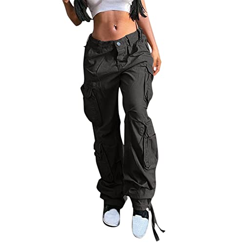 Baggy Jeans Teenager mädchen, Baggy Jeans Damen Vintage Clothes Schwarze Hose Mit Hohem Bund Wide Leg Weites Bein Weite Sommer Jogger High Waist Schwarz, L von SKFLABOOF