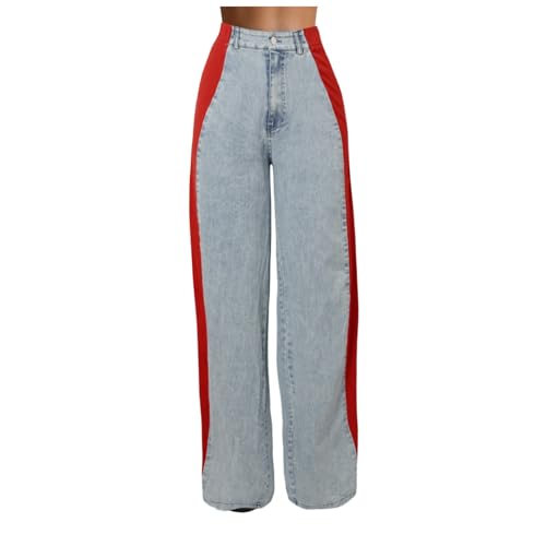 Baggy Jeans Teenager mädchen, Boyfriend Jeans Damen Hose Weitem Bein Vintage Kleidung Wide Leg Y2k Baggy Weite Stretch Weites Cargo Marineblau, XXL von SKFLABOOF