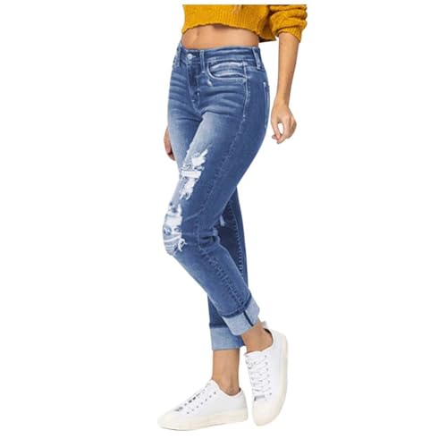 Baggy Jeans Teenager mädchen, Wide Leg Jeans Damen High Waist Damenhose Weites Bein Breite Hosen Baggy 90er Jahre Cargo Hose Longlegs Kleidung Teenager Mädchen Vintage Blau, L von SKFLABOOF