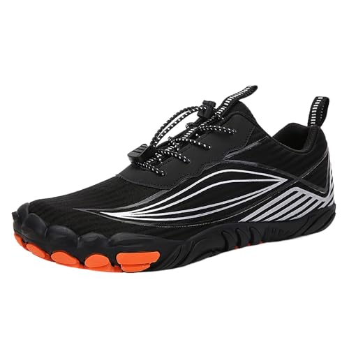 Barfuss Schuhe Damen - Damen-Aquaschuhe Hausschuhe Bequem Bequeme Zehenschuhe Herren Sportschuhe Weich Trekking Sommer Summer Luftig Barfusschuhe Barfußschuhe Barfuß Sneaker Schwarz, 42 F von SKFLABOOF