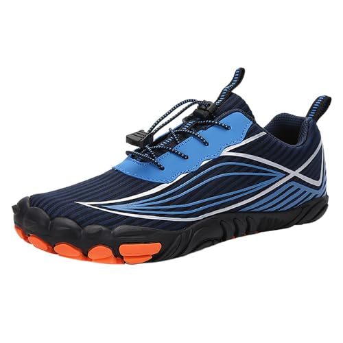 Barfuß Schuhe Damen - Sneaker Wasserdicht Zehenschuhe Herren Trekking Fitnessstudio Barfussschuhe Barfußschuhe rutschfest Leicht Aquaschuhe Breiter Waterproof Sommer Blau, 41 F von SKFLABOOF