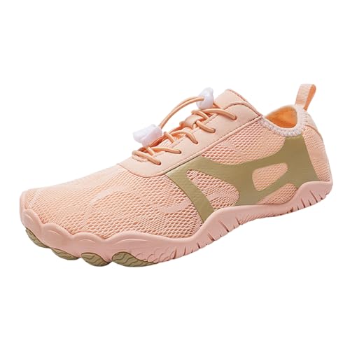 Barfuß Schuhe Damen - Sommer Sportschuhe Outdoor Bequem Barfußschuh Erdungsschuhe Wasserfeste Atmungsaktiv wasserdichte Schnell Trekking Gymnastikschuhe Barefoot Shoes Women Für Beige, 43 F von SKFLABOOF