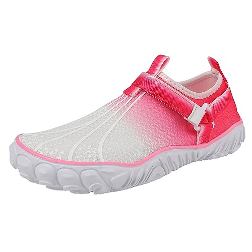 Barfuss Schuhe Damen Wasserfest - Badeschuhe Barfußschuhe Wasserdicht Outdoor rutschfest Kletterschuhe Herren Running Schwimmschuhe Indoor Leicht Wanderschuhe Orthopädische Sommer Rosa, 41 F von SKFLABOOF