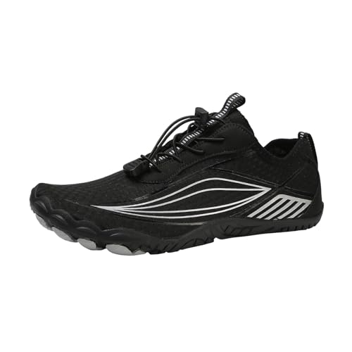 Barfuss Schuhe Damen Wasserfest - Sommer Für Sommerschuhe Trailrunning Sport Water Shoes for Men Erdungsschuhe Runner Füße Fahrradschuhe Breiter Running Schwimmschuhe Women Schwarz, 45 F von SKFLABOOF