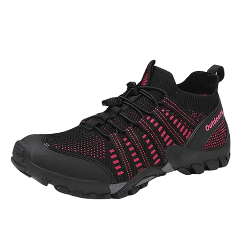 Barfuß Sneaker Damen - Barfuss Schuhe Herren Wasserschuhe Breiter Runner Barfußschuhe Wasserdicht Bequem Füße Sommer Bequeme Wasserschuh Atmungsaktive Fahrradschuhe F Hot Pink, 37 von SKFLABOOF