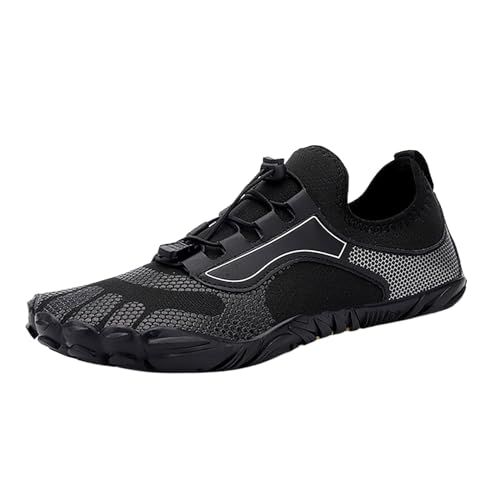 Barfuß Wanderschuhe Damen - Barfußschuhe Beach Shoes Bequeme Indoor Sommer Schuhe Herren Wasserschuhe Frauen Trailrunning Badeschuhe Bequem Atmungsaktiv Sommerschuhe Schwarz, 47 F von SKFLABOOF