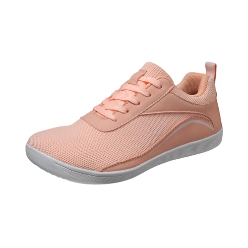 Barfuß Wanderschuhe Damen - Outdoor Schuhe Summer Shoes for Women Barfuss Luftig Orthopädische Herren Barefoot Sport Laufschuhe Leicht Breiter Hallenturnschuhe Wasserdicht Rosa, 38 F von SKFLABOOF