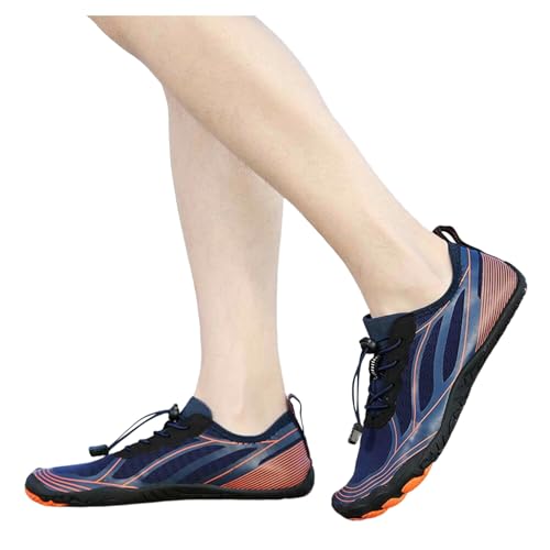 Barfuß Wanderschuhe Damen - Schwimmschuhe Water Shoes Füße Wandern Barfußschuhe Herren Wasserschuhe Elegant Wildling Schuhe rutschfeste Schnell Barfusschuhe Fitnessschuhe Dark Blue, 44 F von SKFLABOOF