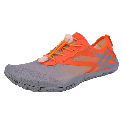 Barfuß Wanderschuhe Damen - Sneaker Breite Füße Barfußschuhe Herren Weite Sommer Barfuss Schuhe 2024 Barfussschuhe Leicht Frauen Winter Bequem Laufschuhe Wasserdicht Orange, 42 F von SKFLABOOF