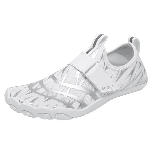 Barfußschuhe Damen - Laufschuhe Badeschuhe Bequeme Strand Outdoorheld Barfussschuhe Tauchschuhe Luftig Barfuß Sommer Weich rutschfeste Aquaschuhe Sneaker Wasserdicht Weiss, 43 F von SKFLABOOF