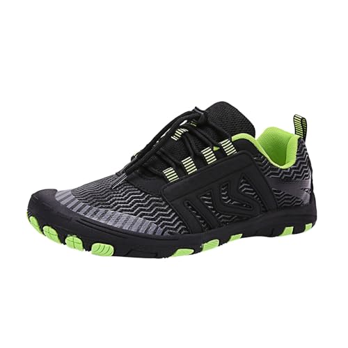 Barfußschuhe Damen Sommer - Barfuß Schuhe Breite Füße Waterproof Sport Orthopädische Herren Barefoot Shoes Men Unisex Summer Damen-Aquaschuhe Luftig Trailrunning Turnschuhe Camper Grün, 44 F von SKFLABOOF