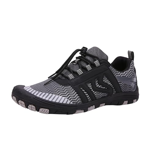 Barfußschuhe Damen Sommer - Barfuß Schuhe Breite Füße Waterproof Sport Orthopädische Herren Barefoot Shoes Men Unisex Summer Damen-Aquaschuhe Luftig Trailrunning Turnschuhe Camper Schwarz, 41 F von SKFLABOOF