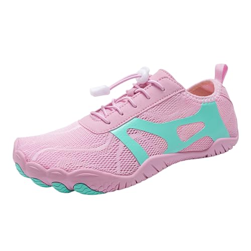 Barfußschuhe Damen - Wanderschuhe Wasserdicht Orthoshoes Trekking Run Schuhe Herren Barfussschuhe Sommer Elegant Sports Frauen Beach Shoes Rosa, 43 F von SKFLABOOF