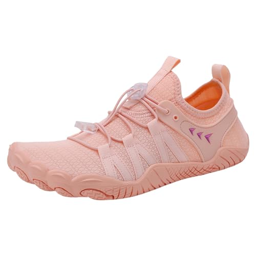 Barfussschuhe Damen Wasserdicht - Fitness Damenschuhe Wasserfeste Schuhe Run Fitnessstudio Herren Elegant Bequem Barfuss Wasserfest Trekking Weich Barefoot Shoes Women Sommer Rosa, 38 F von SKFLABOOF