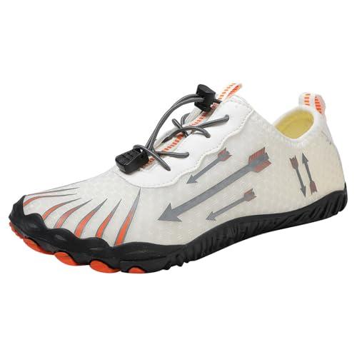 Barfussschuhe Damen Wasserdicht - Sportschuhe Barfuss Schuhe Sommer Running Atmungsaktiv Barfuß Beach Shoes Outdoor Fitnessstudio Wandern Barfußschuh Schwimmschuhe Herren Weiss, 44 F von SKFLABOOF