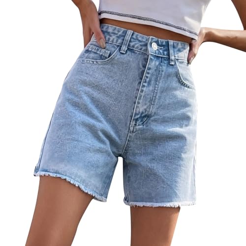 Bermuda Shorts Jeans Shorts Damen Baggy Jeans Kurze Hosen Weites Bein Sommer Jeans Damen High Waist Hotpants mit Taschen Blau XS Bermuda Shorts Jeans Shorts Damen Baggy Jeans Kurze Hosen Weites Bein Sommer Jeans Damen High Waist Hotpants mit Taschen Blau XS von SKFLABOOF