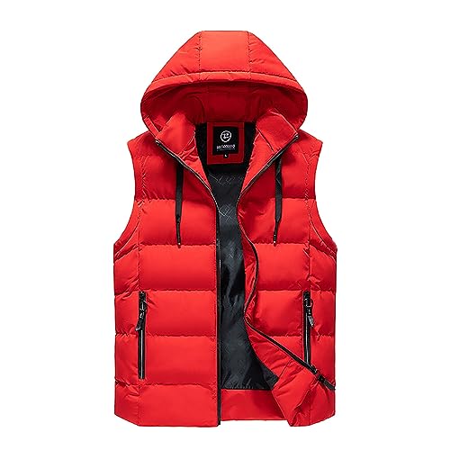 Black Friday, Ärmellose Weste Herren Arbeitsweste Sportweste Stepwesteweste Männer Daunenweste Jacke Wander- & Outdoor-Westen Für Rot, 4XL von SKFLABOOF