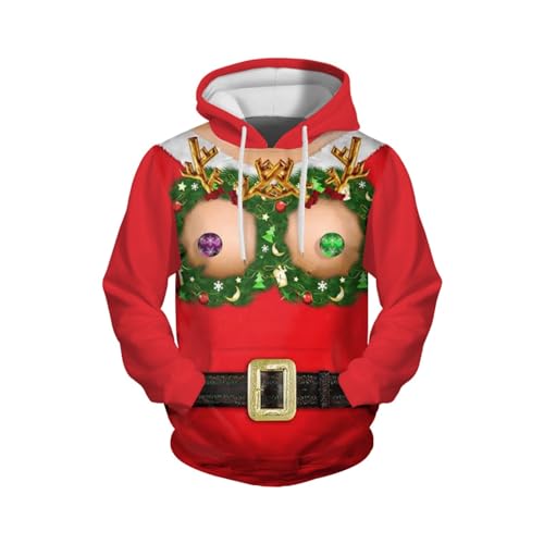 Black Friday, Christmas Hoodie Weihnachtspullover Hässlich Ugly Weihnachtskleid Weihnachtsm Weihnachtsoutfit Herren Partnerlook Männer Rot, L von SKFLABOOF