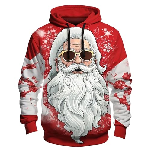 Black Friday, Weihnachts Hoodie Weihnachtspullover Herren Lustig Weihnachten Xmas Pullover Ugly Christmas Sweater Weihnachtspulli Rot, XL von SKFLABOOF