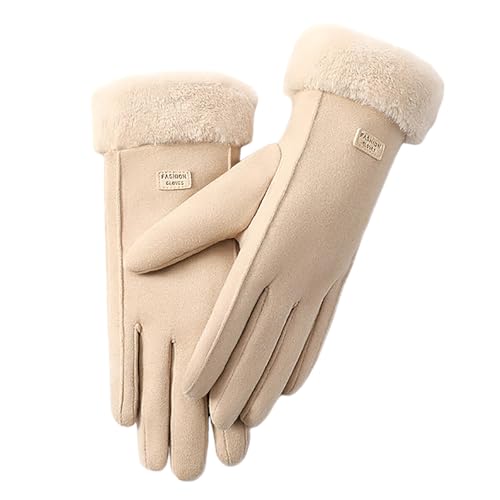 Black-Friday-Angebote, EIN Stück Damen Handschuhe Winter & Fäustlinge Für Thermo Fahrrad Touch Fussball Winterhandschuhe Herren Warm Gloves Women Beige, Einheitsgröße von SKFLABOOF