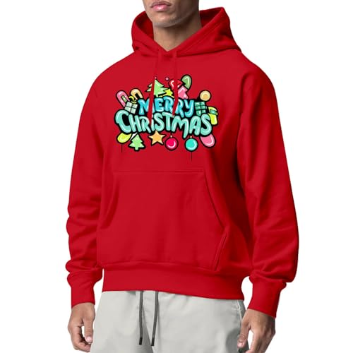 Black Friday Angebote 2024, Christmas Hoodie Weihnachtspullover Herren Pullover Weihnachten Hässlich Hässlicher Weihnachtskleidung Männer Funny Sweater Rot, XXL von SKFLABOOF