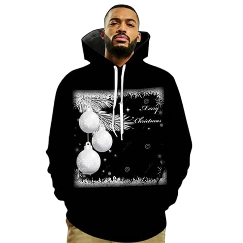 Black Friday Angebote 2024 ab wann, Weihnachts Hoodie Herren Weihnachtspullover Xmas Pullover Lustig Ugly Sweater Christmas Hässlich Weihnachtsoutfit Schwarz, XXL von SKFLABOOF