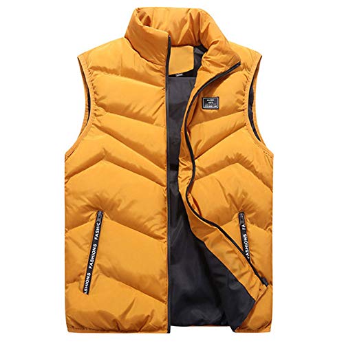 Black Friday Angebote 2024 ab wann, Weste Herren Steppweste Daunenweste Jacke Ohne Ärmel Westen Gilet Sportweste Outdoor Winter Warm Leichte Softshell Gelb, XXL von SKFLABOOF