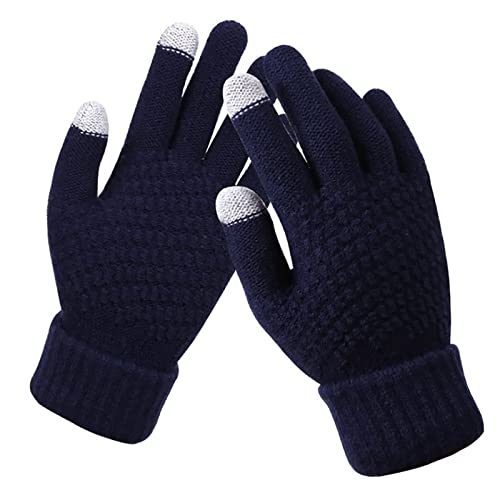 Black Week Angebote 2024, EIN Stück Damen Handschuhe Winter Sport Bike Gloves Softshell Fahrradhandschuhe Winterhandschuhe Herren Warm Fahrrad Running Marineblau, Einheitsgröße von SKFLABOOF