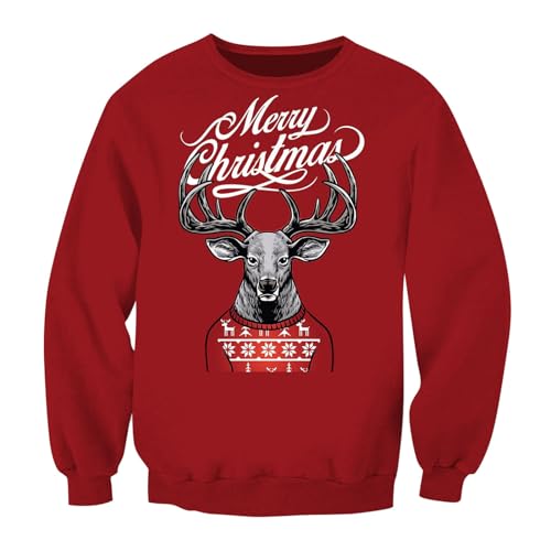 Christmas Pullover Herren Weihnachten Warm Winter Weihnachtspulli Weihnachtsoutfit Herrenpullover Langarm Ugly Drucken Weihnachten Weihnachtspullover Sweater Winterpullover von SKFLABOOF