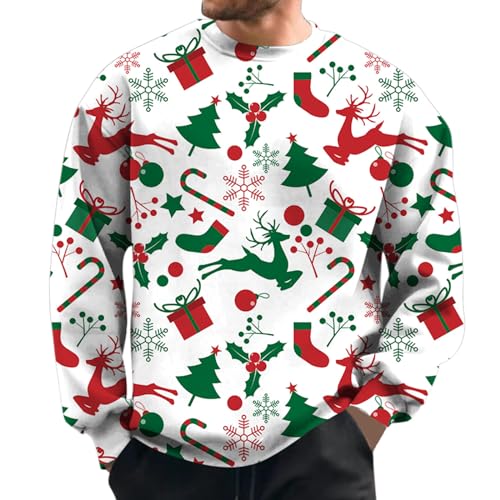 Christmas Pullover Herren Weihnachten Weihnachten Christmas Weihnachtspulli Weihnachtsoutfit Herrenpullover Langarm Drucken Ugly Hässlich Sweater Winterpullover Weihnachtspullover von SKFLABOOF