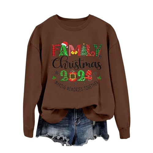 Christmas Sweater Damen Langarm Weihnachts Winterpullover Weihnachtspulli Christmas Sweater Weihnachten Winter Personalisierte Weihnachtspullover Weihnachtsoutfit Sweater Braun M von SKFLABOOF