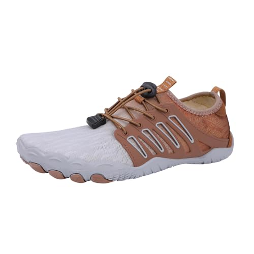 Damen Barfußschuhe - Atmungsaktive Schuhe Herren Sports Atmungsaktiv Sommer Wasserschuhe wasserdichte Barefoot Trekking Sportschuhe Schwimmschuhe Barfussschuhe Braun, 39 F von SKFLABOOF